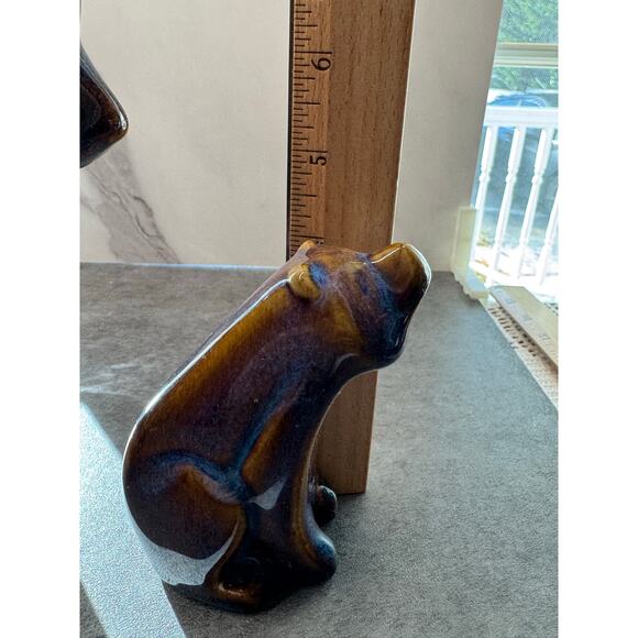 Mid Century Modern Ceramic Bear Scandinavian Design Purple Brown Glaze Mom & Cub - Picture 12 of 14